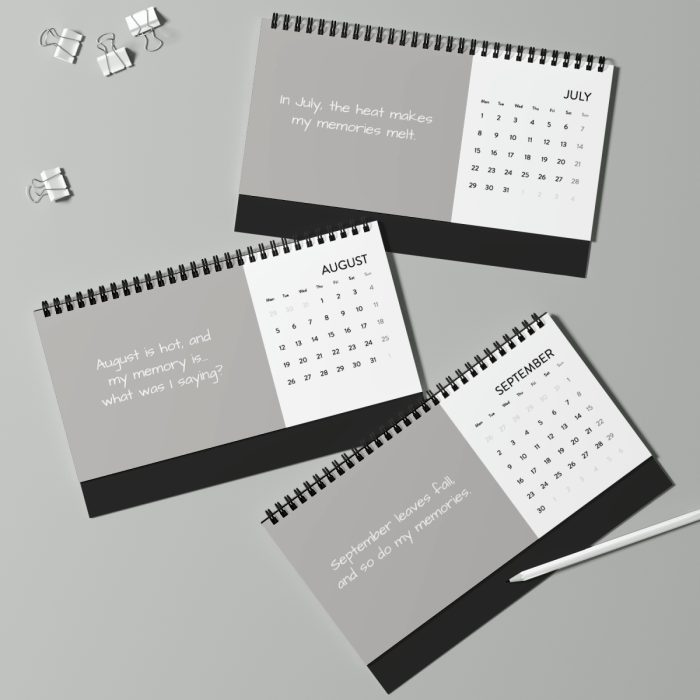 SIMPLEX DESK CALENDAR (2024 GRID) – MEMORY FOCUSED