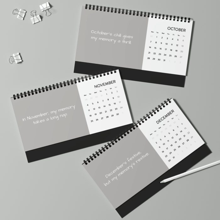 SIMPLEX DESK CALENDAR (2024 GRID) – MEMORY FOCUSED